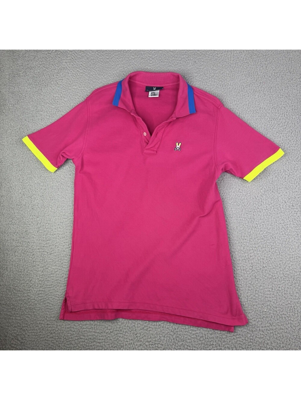 Psycho Bunny Polo Shirt Mens M size 5 Magenta Pima Cotton Short Sleeve Logo